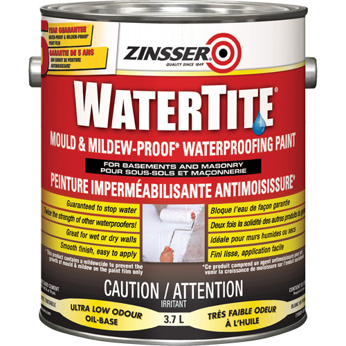 Zinsser Z05011 Watertite® Mold & Mildew-Proof™ Waterproofing Paint Watertite<sup>®</sup> Mold & Mildew-Proof™ Waterproofing Paint, White, Eggshell, 3.78 L, Gallon - Can