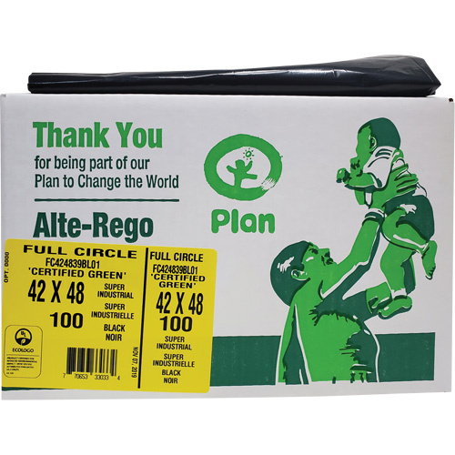 Alte-Rego FC424839BL01 Full Circle Super Industrial Garbage Bags, Biodegradable, X-Strong, 48" L x 42" W, 1.5 mils Thick-(Box of 100)
