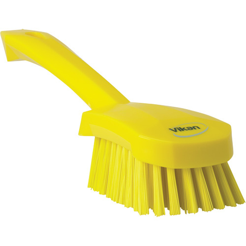 Vikan 41926 Short-Handled Churn Brush Short-Handled Churn Brush, Stiff Bristles, 10" Long, Yellow - Each