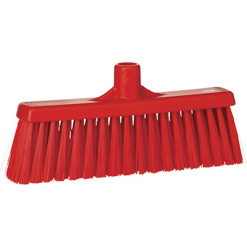 Vikan 31664 Upright Broom Head Upright Broom Head, Medium Bristles, 12", Polyester, Red - Each