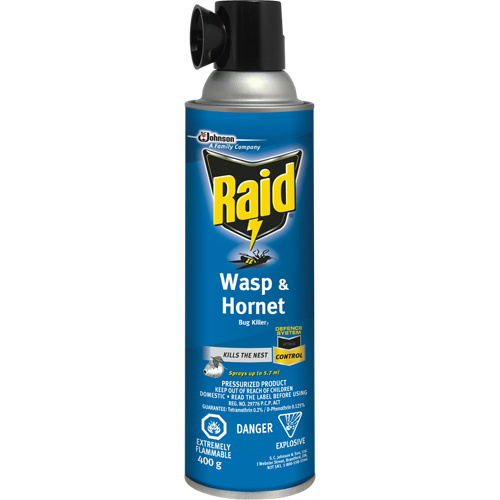 SC Johnson 10062300017765 Raid® Wasp & Hornet Bug Killer Raid<sup>®</sup> Wasp & Hornet Bug Killer, 400 g, Solvent Base - Can