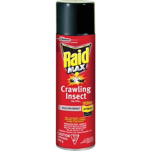 SC Johnson 10062300017918 Raid® Max® Crawling Insect Bug Killer Raid<sup>®</sup> Max<sup>®</sup> Crawling Insect Bug Killer, 500 g, Aerosol Can, Solvent Base - Bottle