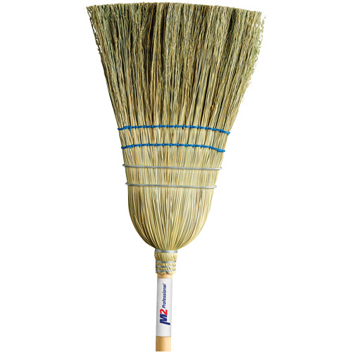 M2 Professional BC-108 Heavy-Duty Corn Broom Heavy-Duty Corn Broom, 2-String, Wood Handle - Each