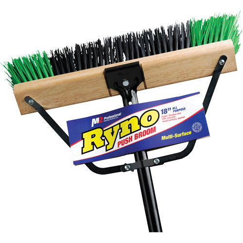 M2 Professional PB-700-GB18 Ryno Push Broom with Braced Handle, 18", Stiff, PVC Bristles-(Each)