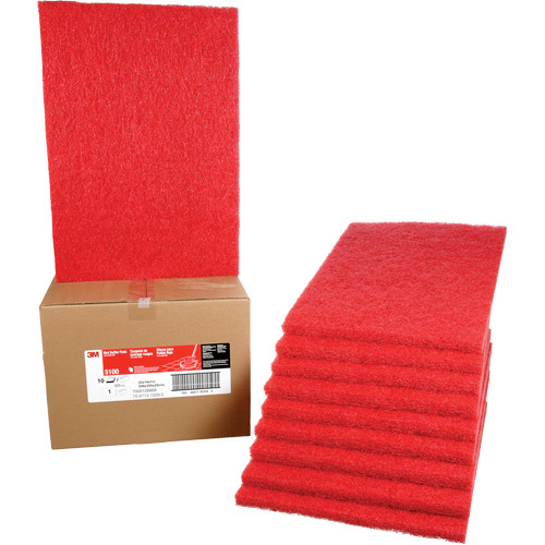 3M F-5100-RED-20X14 Carpet Bonnet Pad, 14" x 20", Buffing/Cleaning, Red - (Case of 10)