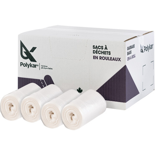 Polykar HD2022CM High Density Garbage Bags High Density Garbage Bags, Utility, 22" W x 20" L, 8 microns, Frosted, 23 L (6 Gal.) Capacity - Box of 1000