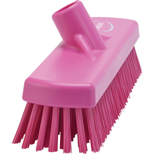 Vikan 70601 Deck & Wall Scrub Broom Deck & Wall Scrub Broom, Stiff Bristles, 12", Polyester, Pink - Each