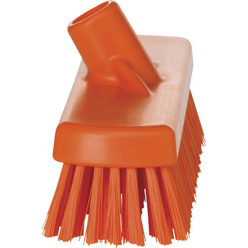 Vikan 70607 Deck & Wall Scrub Broom Deck & Wall Scrub Broom, Stiff Bristles, 12", Polyester, Orange - Each
