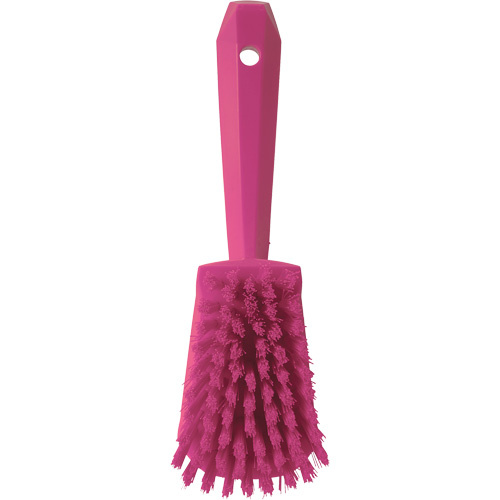 Vikan 41921 Short-Handled Churn Brush Short-Handled Churn Brush, Stiff Bristles, 10" Long, Pink - Each
