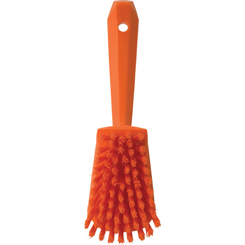 Vikan 41927 Short-Handled Churn Brush Short-Handled Churn Brush, Stiff Bristles, 10" Long, Orange - Each