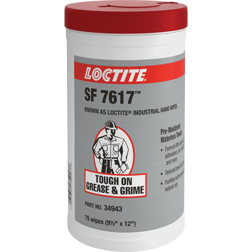 Loctite 337637 SF 7617 Industrial Hand Wipes, 75 Wipes, 12" x 9-1/2"-(Each)