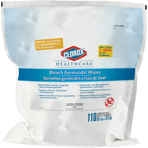 Clorox 55500013104 Healthcare Disinfecting Bleach Wipes Refill, 110 Count-(Each)