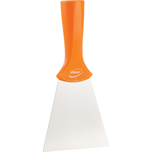 Vikan 40117 Handle-Mounted Stainless Steel Scraper Handle-Mounted Stainless Steel Scraper, Orange, 4" W x 8" L - Each