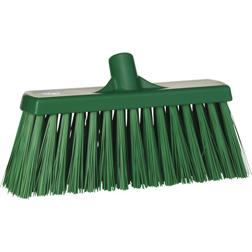 Vikan 29152 Heavy-Duty Push Broom Heavy-Duty Push Broom, Stiff Bristles, 13", Polyester, Green - Each