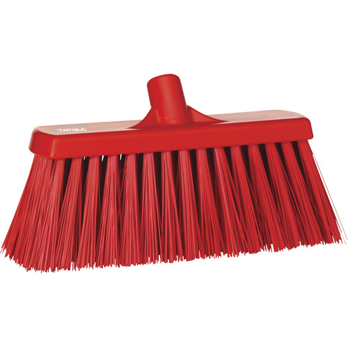 Vikan 29154 Heavy-Duty Push Broom Heavy-Duty Push Broom, Stiff Bristles, 13", Polyester, Red - Each