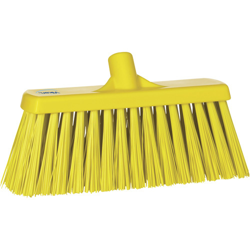 Vikan 29156 Heavy-Duty Push Broom Heavy-Duty Push Broom, Stiff Bristles, 13", Polyester, Yellow - Each