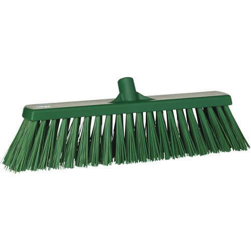 Vikan 29202 Heavy-Duty Push Broom Heavy-Duty Push Broom, Stiff Bristles, 20", Polyester, Green - Each
