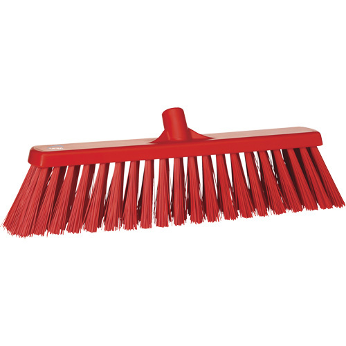 Vikan 29204 Heavy-Duty Push Broom Heavy-Duty Push Broom, Stiff Bristles, 20", Polyester, Red - Each