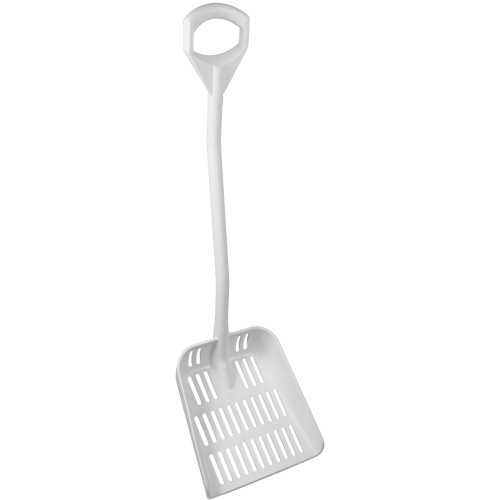 Vikan 56035 Ergonomic Large Sieve Shovel Ergonomic Large Sieve Shovel, 45" Length, Plastic, White - Each