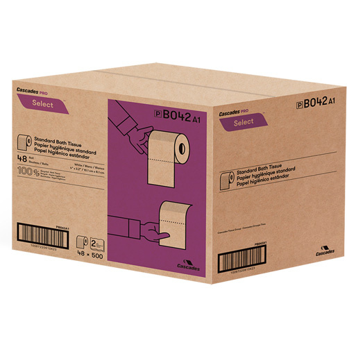 Cascades B042 Pro Select® Toilet Paper Pro Select<sup>®</sup> Toilet Paper, 2 Ply, 500 Sheets/Roll, White - Case of 48 - Image 2