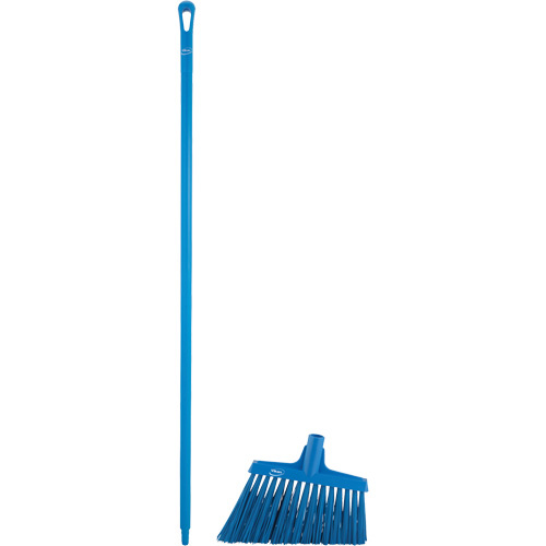 Vikan Angle Broom Head with Handle Angle Broom Head with Handle, X-Coarse Bristles, 12", Polyester, Blue - Each