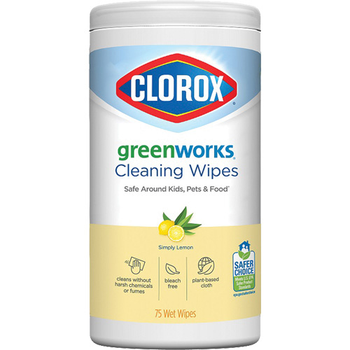 Clorox 55500558728 GreenWorks Cleaning Wipes, 75 Wipes-(Can)