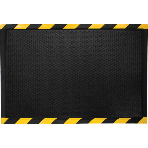 M+A Matting 476223000 DuraComfort Anti-Fatigue Mat, Bubbled, 2' x 3' x 1/2", Black/Yellow, Nitrile-(Each)
