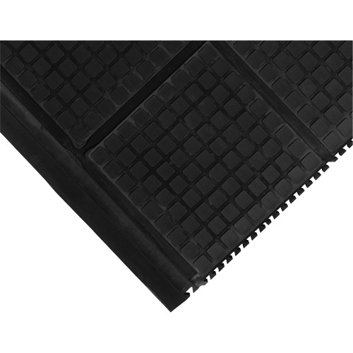 M+A Matting 449701100 Hog Heaven III Comfort Linkable End Mat, Corrugated, 3-1/3' x 3-3/5' x 3/4", Black, Nitrile-(Each)