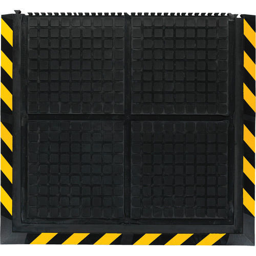 M+A Matting 449822100 Hog Heaven III Comfort Linkable Middle Mat, Corrugated, 3' x 3-3/5' x 3/4", Black/Yellow, Nitrile-(Each)