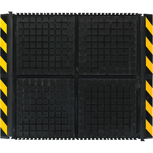 M+A Matting 449821100 Hog Heaven III Comfort Linkable End Mat, Corrugated, 3-1/3' x 3-3/5' x 3/4", Black/Yellow, Nitrile-(Each)