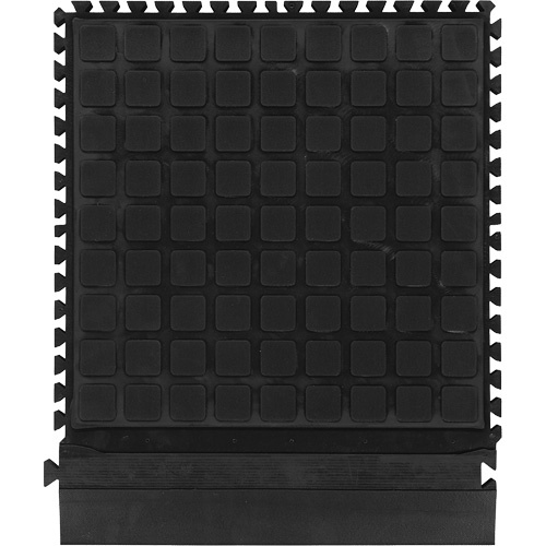M+A Matting 447102100 Hog Heaven III Comfort Modular Side Tile, Corrugated, 1-1/2' x 1-4/5' x 3/4", Black, Nitrile-(Each)