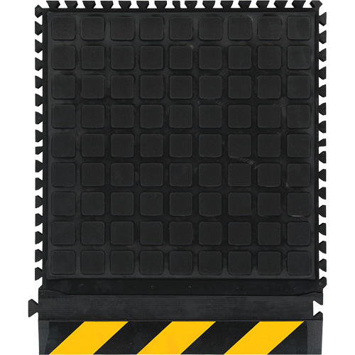 M+A Matting 447104100 Hog Heaven III Comfort Modular Side Tile, Corrugated, 1-1/2' x 1-4/5' x 3/4", Black/Yellow, Nitrile-(Each)