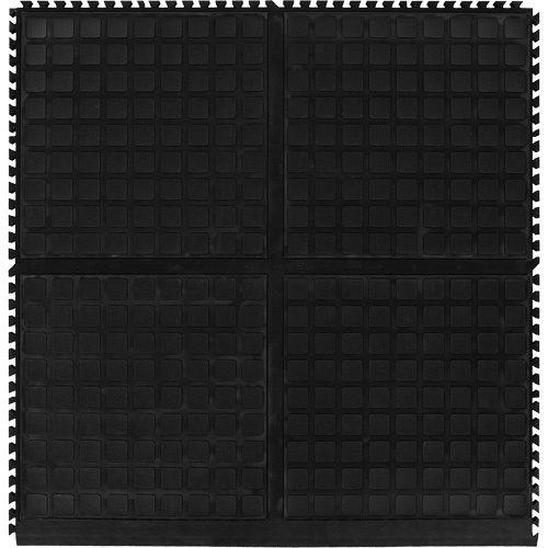 M+A Matting 447202100 Hog Heaven III Comfort Modular Side Tile, Corrugated, 3' x 3-1/3' x 3/4", Black, Nitrile-(Each)