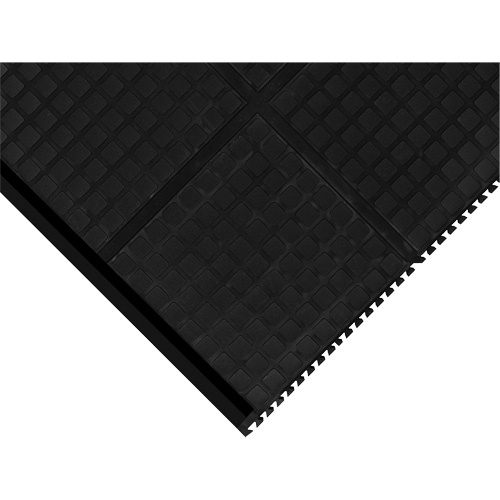 M+A Matting 447203100 Hog Heaven III Comfort Modular Corner Tile, Corrugated, 3-1/3' x 3-1/3' x 3/4", Black, Nitrile-(Each)