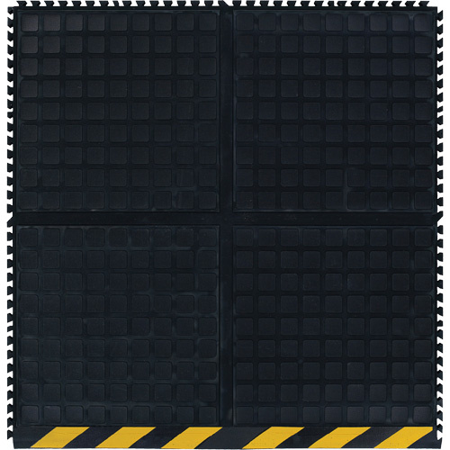 M+A Matting 447204100 Hog Heaven III Comfort Modular Side Tile, Corrugated, 3' x 3-1/3' x 3/4", Black/Yellow, Nitrile-(Each)
