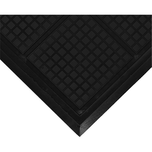 M+A Matting 449304375100 Hog Heaven III Comfort Workstation Mat, Corrugated, 3-3/5' x 3-3/5' x 3/4", Black, Nitrile-(Each)