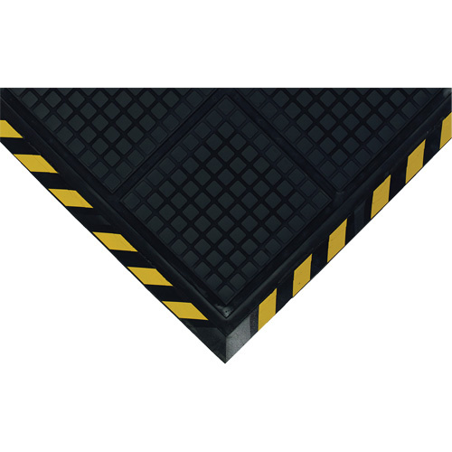 M+A Matting 449424375100 Hog Heaven III Comfort Workstation Mat, Corrugated, 3-3/5' x 3-3/5' x 3/4", Black/Yellow, Nitrile-(Each)