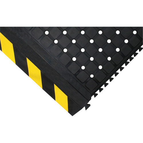 M+A Matting 441421100 Hog Heaven III Drainable Linkable Middle Mat, Corrugated, 3' x 3-2/3' x 3/4", Black/Yellow, Nitrile-(Each)