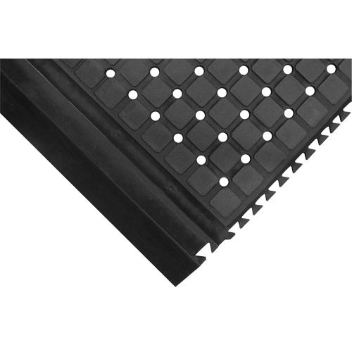 M+A Matting 441301100 Hog Heaven III Drainable Linkable Middle Mat, Corrugated, 3' x 3-2/3' x 3/4", Black, Nitrile-(Each)