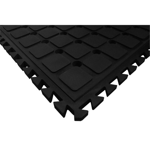 M+A Matting 441101100 Hog Heaven III Drainable Modular Centre Tile, Corrugated, 1-1/2' x 1-1/2' x 3/4", Black, Nitrile-(Each)