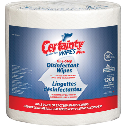 Certainty 91200 Plus Disinfectant Wipes, 8" x 6", 1200 Count-(Case of 2)