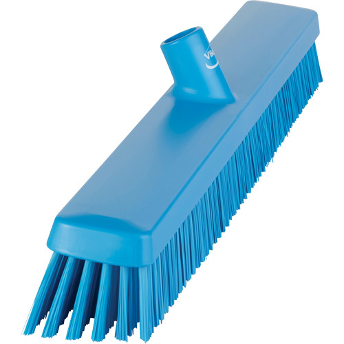 Vikan 31953 Heavy-Duty Push Broom Heavy-Duty Push Broom, Fine/Stiff Bristles, 24", Blue - Each