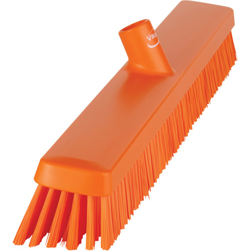 Vikan 31957 Heavy-Duty Push Broom Heavy-Duty Push Broom, Fine/Stiff Bristles, 24", Orange - Each