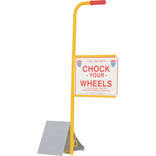 Vestil EALUM-7-HS Wheel Chock with Handle & Sign Wheel Chock with Handle & Sign, 7" W x 11-7/8" D x 7-11/16" H - Each