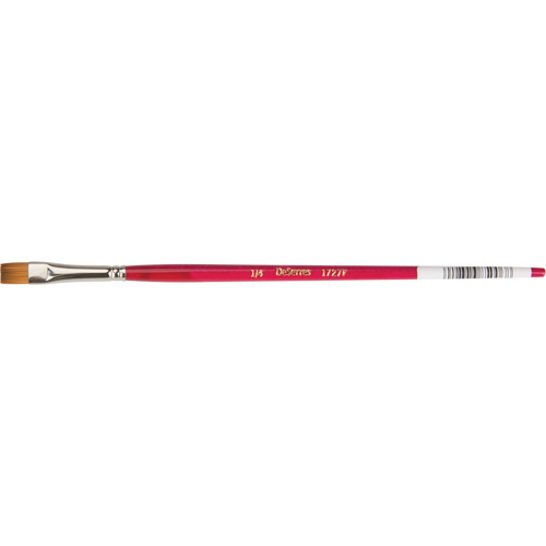 Flat Artist Brush, Synthetic, Wood Handle, 1/4" Width-(Each)