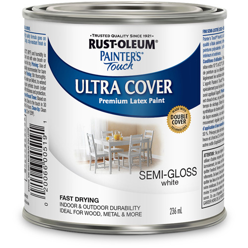 Rust-Oleum N1993730 Painter's Touch® Multi-Purpose Brush-On Paint Painter's Touch<sup>®</sup> Multi-Purpose Brush-On Paint, White, Semi-Gloss, 236 ml, Can - Can