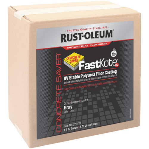 Rust-Oleum 278478 FastKote® UV Stable Polyurea Floor Coating FastKote<sup>®</sup> UV Stable Polyurea Floor Coating, 1 gal., Urethane-Based, High-Gloss, Grey - Each