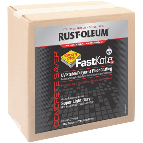 Rust-Oleum 278494 FastKote® UV Stable Polyurea Floor Coating FastKote<sup>®</sup> UV Stable Polyurea Floor Coating, 1 gal., Urethane-Based, High-Gloss, Grey - Each