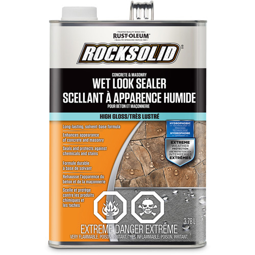 Rust-Oleum 303654 RockSolid® Wet Look Sealer RockSolid<sup>®</sup> Wet Look Sealer, 3.78 L, Solvent-Based, High-Gloss, Clear - Can