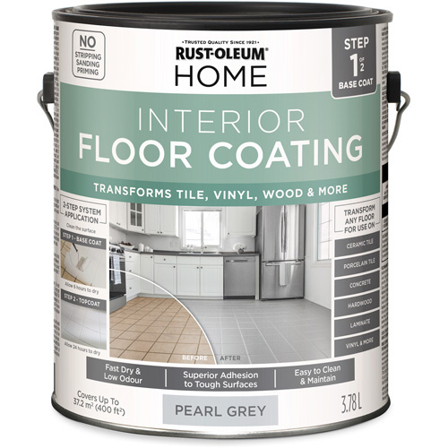 Rust-Oleum 355963 Home Interior Floor Coating System Base Coat Home Interior Floor Coating System Base Coat, 3.78 L, Water-Based, Very Flat, Grey - Can